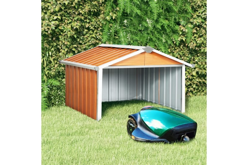 Skjul för robotgräsklippare 92x97x63 cm galvaniserat stål br - Brun - Utemöbler - Övrigt utemöbler - Tillbehör - Övriga trädgårdstillbehör