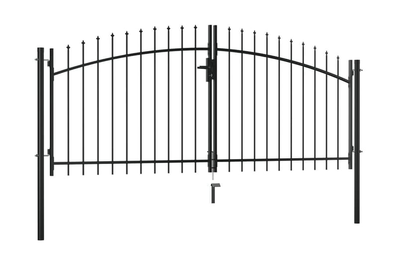 Dubbelgrind med spjut-toppar 300x150 cm - Svart - Utemöbler - Övrigt utemöbler - Tillbehör - Staket & grindar