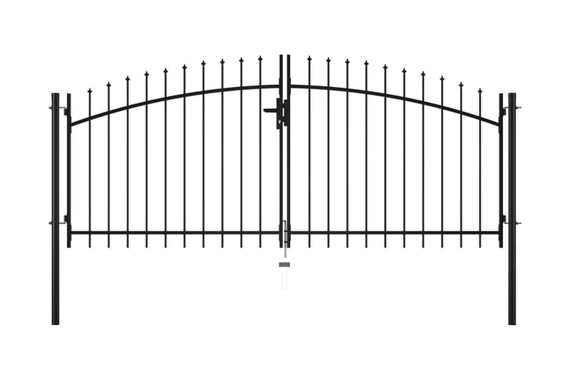 Dubbelgrind med spjut-toppar 300x150 cm - Svart - Utemöbler - Övrigt utemöbler - Tillbehör - Staket & grindar