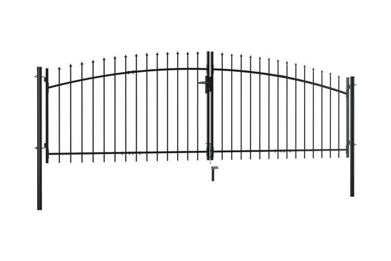 Dubbelgrind med spjut-toppar 400x150 cm - Svart - Utemöbler - Övrigt utemöbler - Tillbehör - Staket & grindar