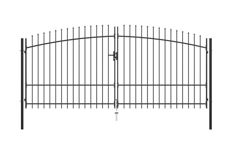 Dubbelgrind med spjut-toppar 400x225 cm - Svart - Utemöbler - Övrigt utemöbler - Tillbehör - Staket & grindar