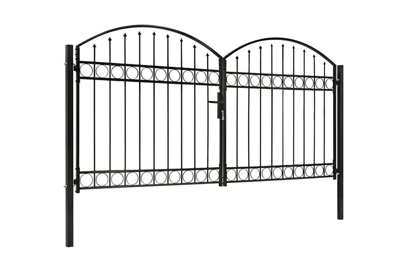 Dubbelgrind med välvd topp 300x150 cm stål svart - Svart - Utemöbler - Övrigt utem�öbler - Tillbehör - Staket & grindar