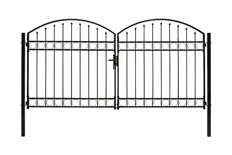 Dubbelgrind med välvd topp 300x150 cm stål svart - Svart - Utemöbler - Övrigt utemöbler - Tillbehör - Staket & grindar