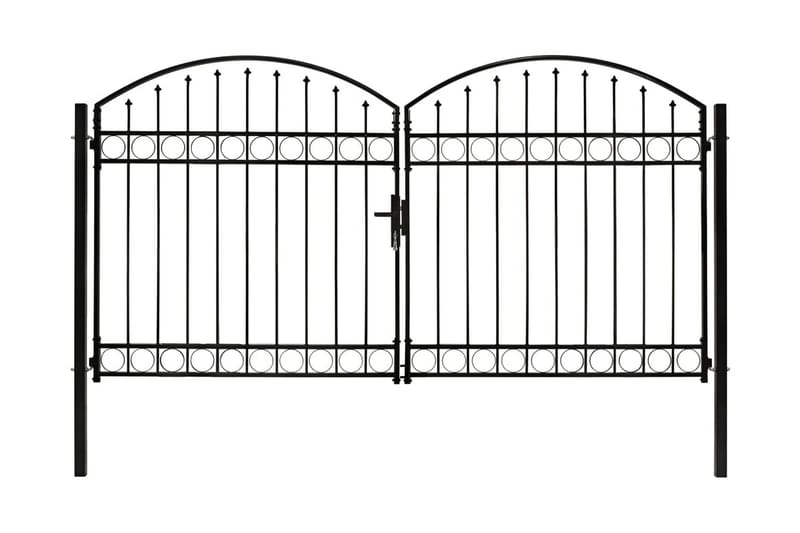 Dubbelgrind med välvd topp 300x175 cm stål svart - Svart - Utemöbler - Övrigt utemöbler - Tillbehör - Staket & grindar