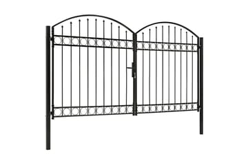 Dubbelgrind med välvd topp 300x200 cm stål svart - Svart - Utemöbler - Övrigt utemöbler - Tillbehör - Staket & grindar