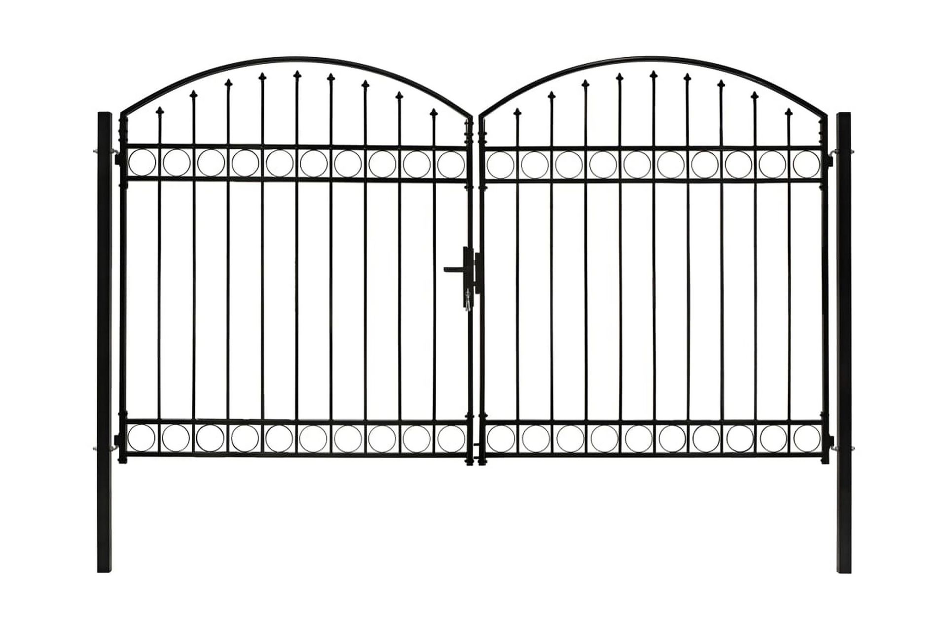 Dubbelgrind med välvd topp 300x200 cm stål svart - Svart - Utemöbler - Övrigt utemöbler - Tillbehör - Staket & grindar