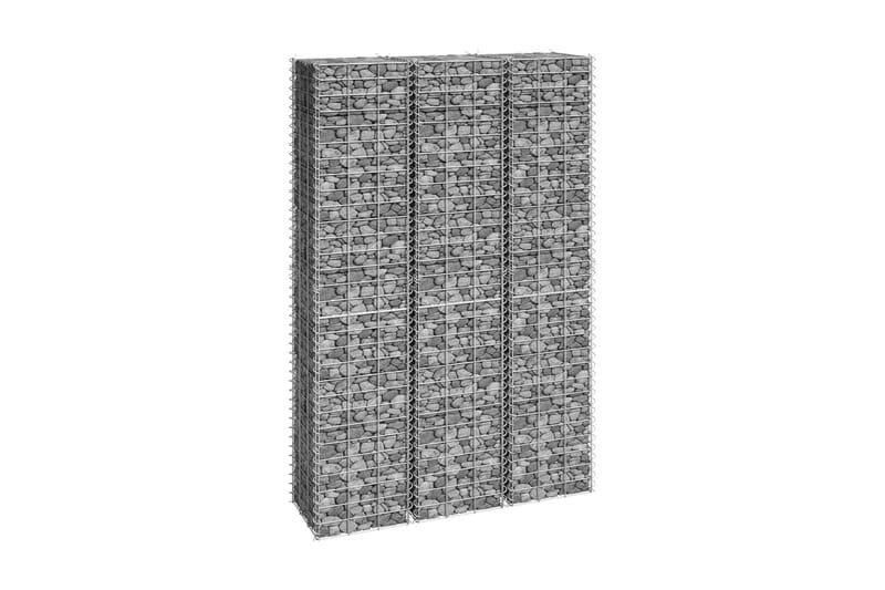 Gabioner 3 st 30x30x150 cm järn - Silver - Utemöbler - Övrigt utemöbler - Tillbehör - Staket & grindar