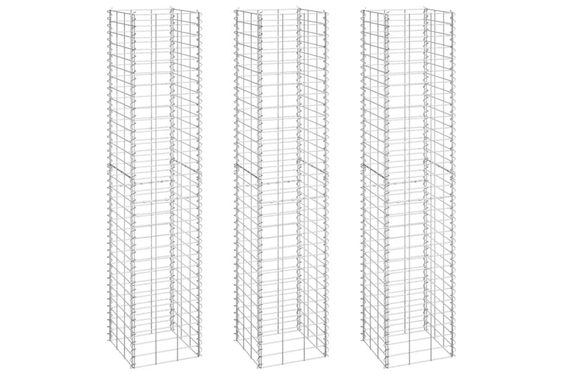 Gabioner 3 st 30x30x150 cm järn - Silver - Utemöbler - Övrigt utemöbler - Tillbehör - Staket & grindar