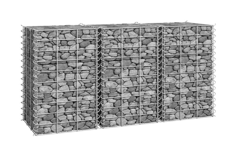 Gabioner 3 st 30x30x50 cm järn - Silver - Utemöbler - Övrigt utemöbler - Tillbehör - Staket & grindar