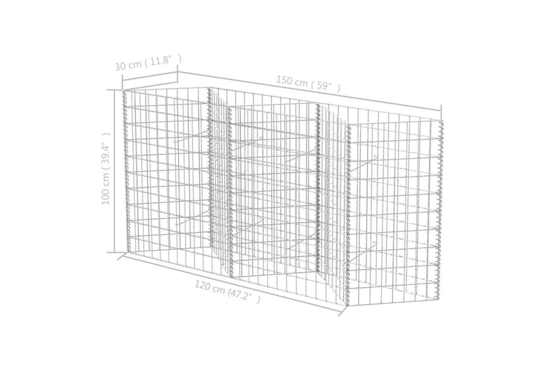 Gabionkorg galvaniserat stål 120x30x100 cm - Silver - Utemöbler - Övrigt utemöbler - Tillbehör - Staket & grindar