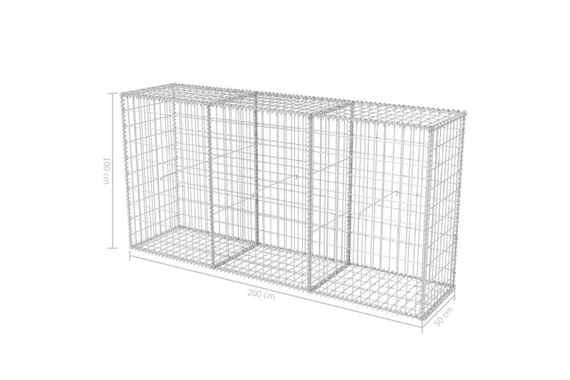 Gabionkorg galvaniserat stål 200x50x100 cm - Silver - Utemöbler - Övrigt utemöbler - Tillbehör - Staket & grindar