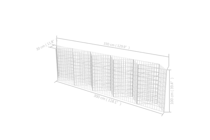 Gabionkorg galvaniserat stål 300x30x100 cm - Silver - Utemöbler - Övrigt utemöbler - Tillbehör - Staket & grindar