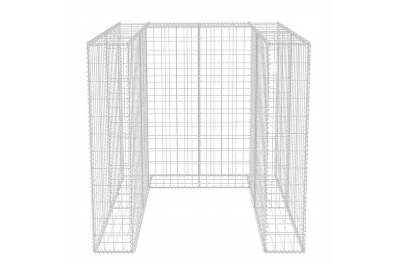 Gabionkorg med skydd för 1 soptunna stål 110x100x120 cm - Silver - Utemöbler - Övrigt utemöbler - Tillbehör - Staket & grindar