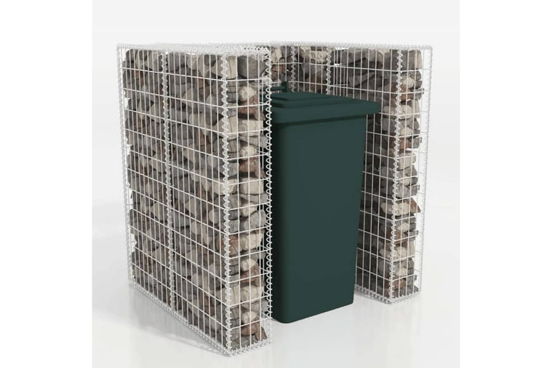 Gabionkorg med skydd för 1 soptunna stål 110x100x120 cm - Silver - Utemöbler - Övrigt utemöbler - Tillbehör - Staket & grindar