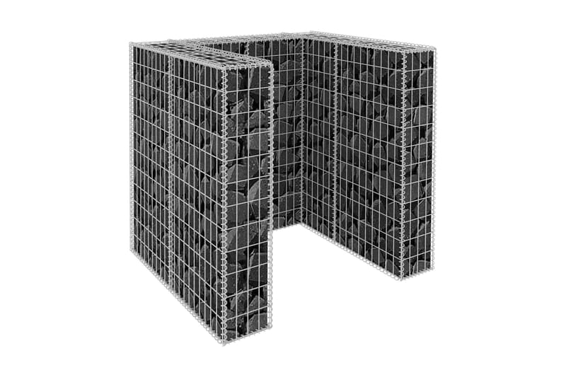 Gabionkorg med skydd för 1 soptunna stål 110x100x120 cm - Silver - Utemöbler - Övrigt utemöbler - Tillbehör - Staket & grindar