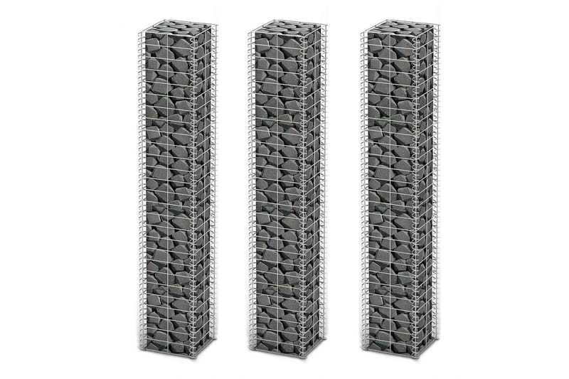 Gabionkorg set 3 st galvaniserad tråd 25x25x150 cm - Silver - Utemöbler - Övrigt utemöbler - Tillbehör - Staket & grindar