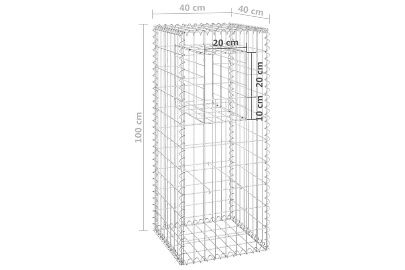 Gabionkorgar 2 st stolpformade 40x40x100 cm järn - Silver - Staket & grindar