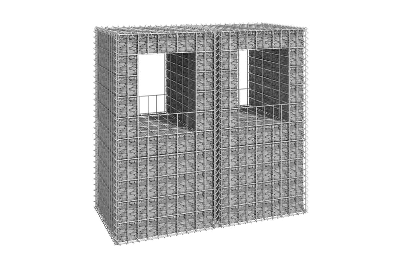 Gabionkorgar 2 st stolpformade 50x50x100 cm järn - Silver - Utemöbler - Övrigt utemöbler - Tillbehör - Staket & grindar