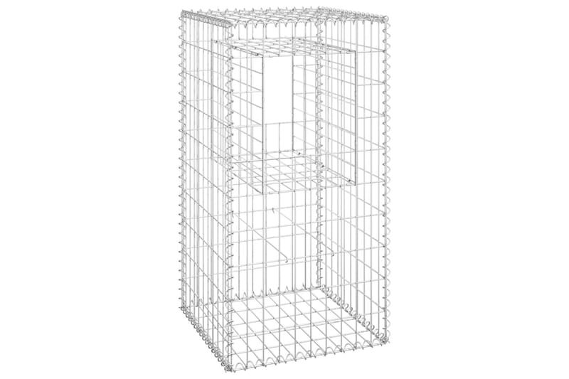 Gabionkorgar 2 st stolpformade 50x50x100 cm järn - Silver - Utemöbler - Övrigt utemöbler - Tillbehör - Staket & grindar