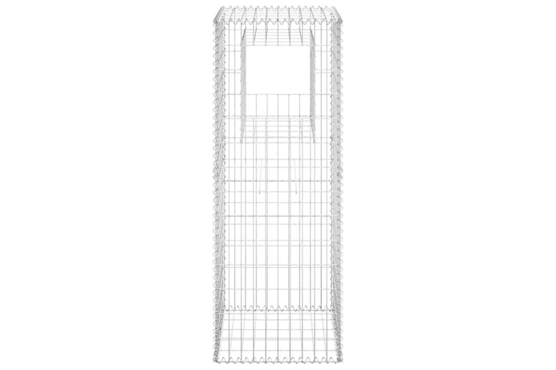 Gabionkorgar 2 st stolpformade 50x50x140 cm järn - Silver - Utemöbler - Övrigt utemöbler - Tillbehör - Staket & grindar
