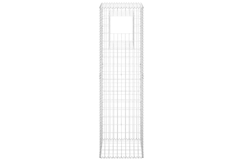 Gabionkorgar 2 st stolpformade 50x50x180 cm järn - Silver - Utemöbler - Övrigt utemöbler - Tillbehör - Staket & grindar