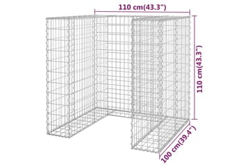Gabionmur för soptunna galvaniserat stål 110x100x110 cm - Silver - Utemöbler - Övrigt utemöbler - Tillbehör - Staket & grindar