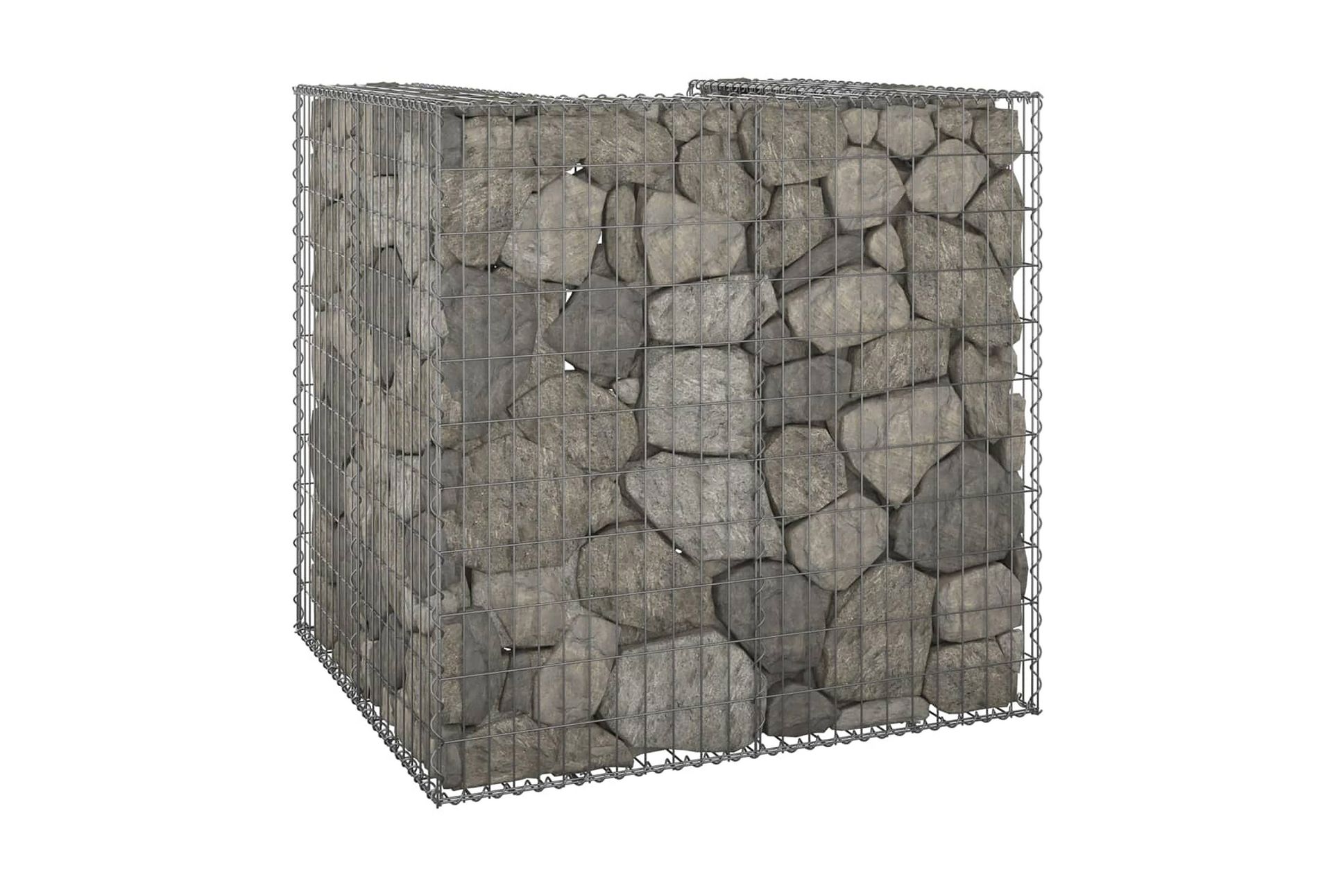 Gabionmur för soptunna galvaniserat stål 110x100x110 cm - Silver - Utemöbler - Övrigt utemöbler - Tillbehör - Staket & grindar