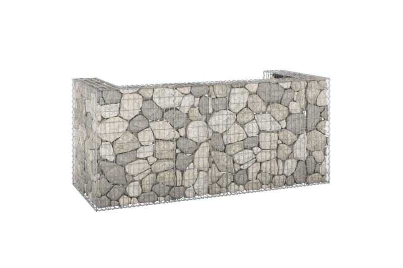 Gabionmur för soptunnor galvaniserat stål 250x100x110 cm - Silver - Utemöbler - Övrigt utemöbler - Tillbehör - Staket & grindar