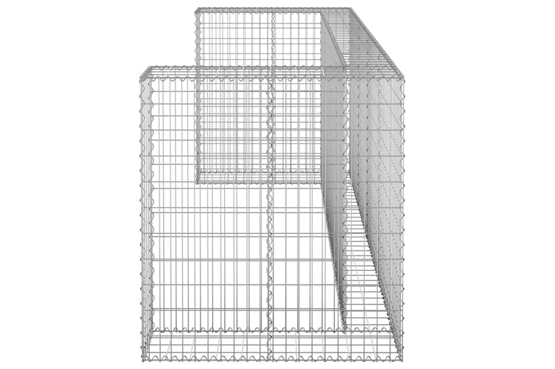 Gabionmur för soptunnor galvaniserat stål 250x100x110 cm - Silver - Staket & grindar