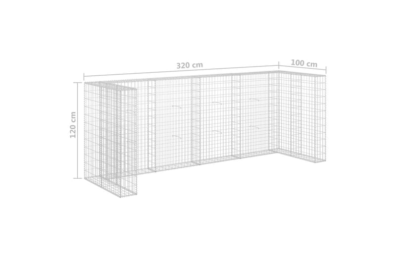 Gabionmur för soptunnor galvaniserat stål 320x100x120 cm - Silver - Utemöbler - Övrigt utemöbler - Tillbehör - Staket & grindar
