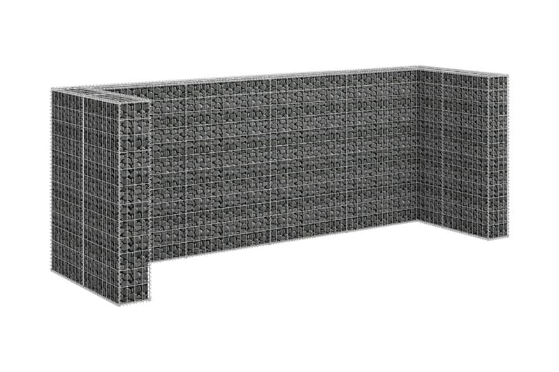 Gabionmur för soptunnor galvaniserat stål 320x100x120 cm - Silver - Utemöbler - Övrigt utemöbler - Tillbehör - Staket & grindar