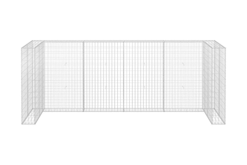 Gabionmur för soptunnor galvaniserat stål 320x100x120 cm - Silver - Utemöbler - Övrigt utemöbler - Tillbehör - Staket & grindar