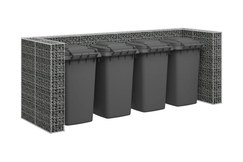 Gabionmur för soptunnor galvaniserat stål 320x100x120 cm - Silver - Utemöbler - Övrigt utemöbler - Tillbehör - Staket & grindar