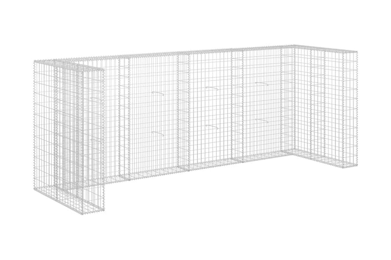 Gabionmur för soptunnor galvaniserat stål 320x100x120 cm - Silver - Utemöbler - Övrigt utemöbler - Tillbehör - Staket & grindar