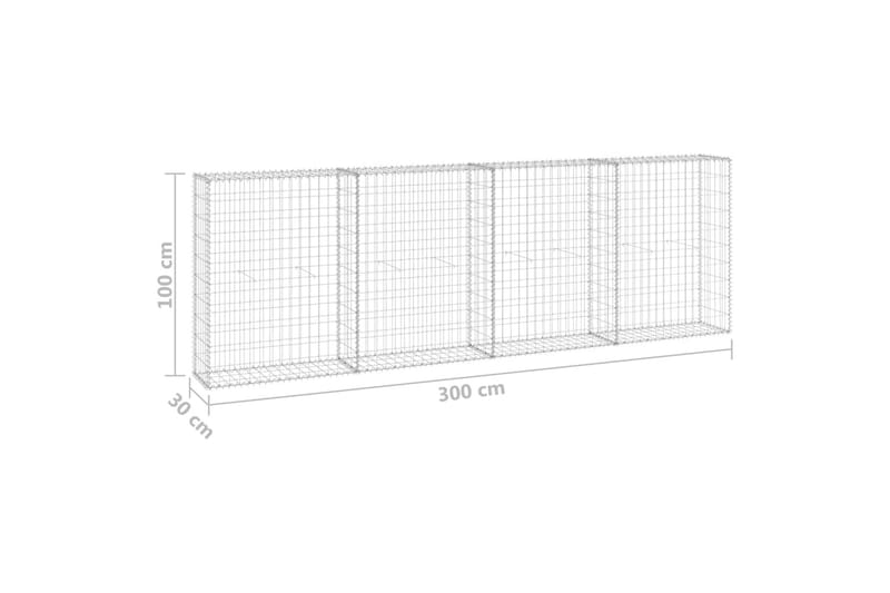 Gabionmur galvaniserat stål 300x30x100 cm - Silver - Utemöbler - Övrigt utemöbler - Tillbehör - Staket & grindar