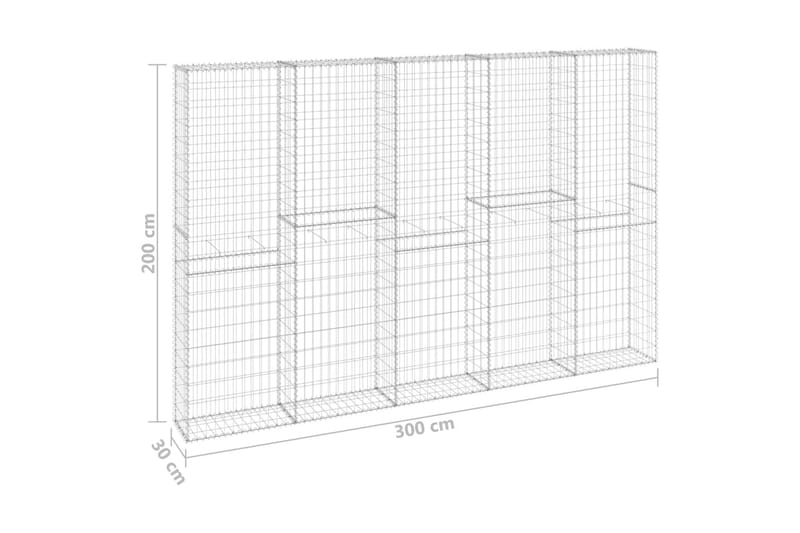 Gabionmur galvaniserat stål 300x30x200 cm - Silver - Utemöbler - Övrigt utemöbler - Tillbehör - Staket & grindar