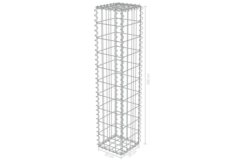 Gabionmur i galvaniserat stål 20x20x100 cm - Silver - Utemöbler - Övrigt utemöbler - Tillbehör - Staket & grindar