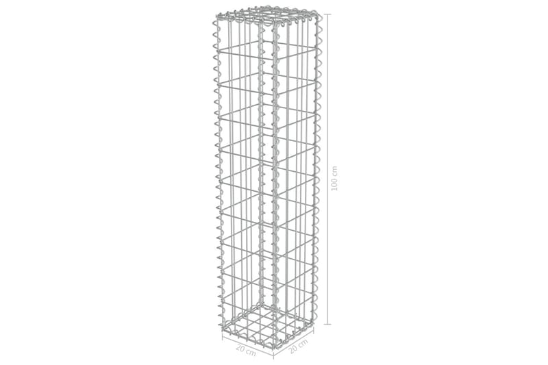 Gabionmur i galvaniserat stål 20x20x100 cm - Silver - Staket & grindar