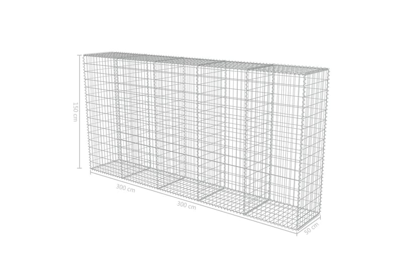 Gabionmur i galvaniserat stål 300x50x150 cm - Silver - Utemöbler - Övrigt utemöbler - Tillbehör - Staket & grindar