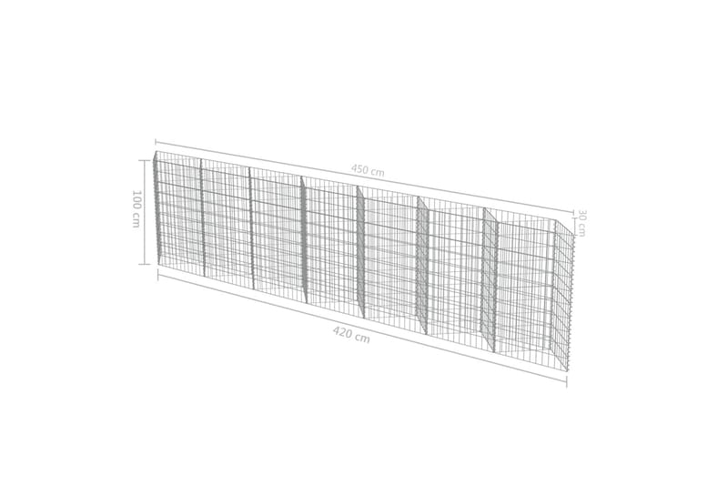 Gabionmur i galvaniserat stål 450x30x100 cm - Silver - Utemöbler - Övrigt utemöbler - Tillbehör - Staket & grindar