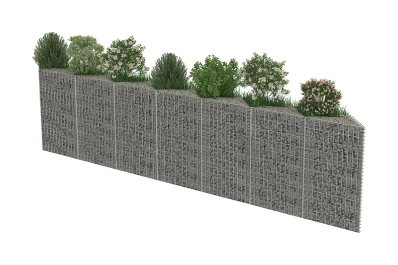 Gabionmur i galvaniserat stål 450x30x100 cm - Silver - Utemöbler - Övrigt utemöbler - Tillbehör - Staket & grindar