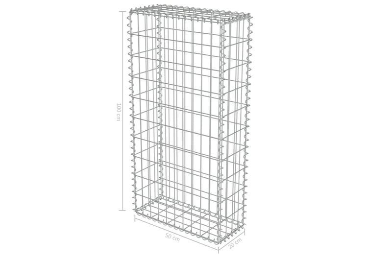 Gabionmur i galvaniserat stål 50x20x100 cm - Silver - Utemöbler - Övrigt utemöbler - Tillbehör - Staket & grindar