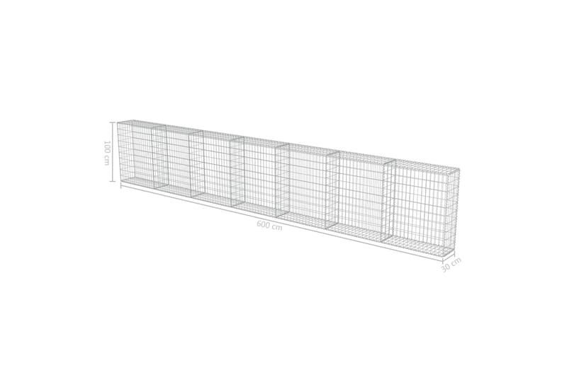 Gabionmur i galvaniserat stål 600x30x100 cm - Silver - Utemöbler - Övrigt utemöbler - Tillbehör - Staket & grindar