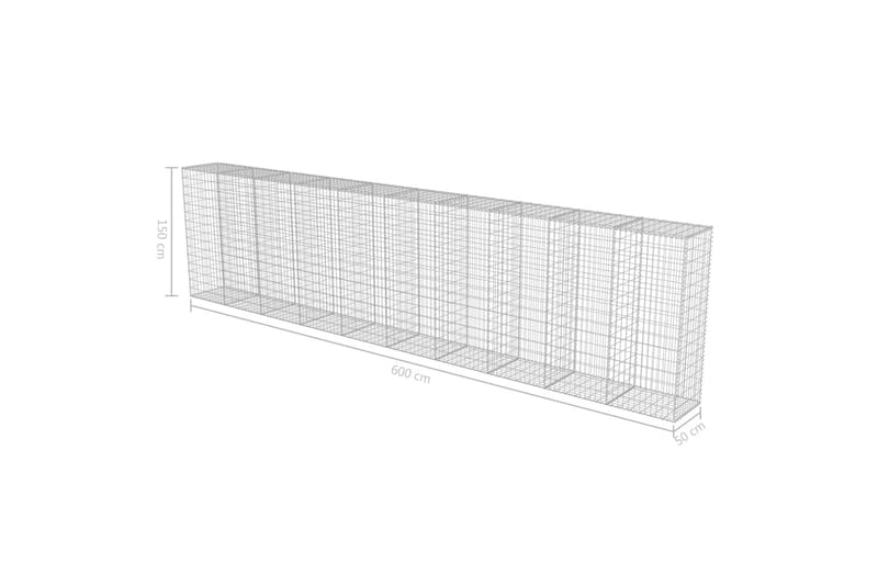 Gabionmur i galvaniserat stål 600x50x150 cm - Silver - Utemöbler - Övrigt utemöbler - Tillbehör - Staket & grindar