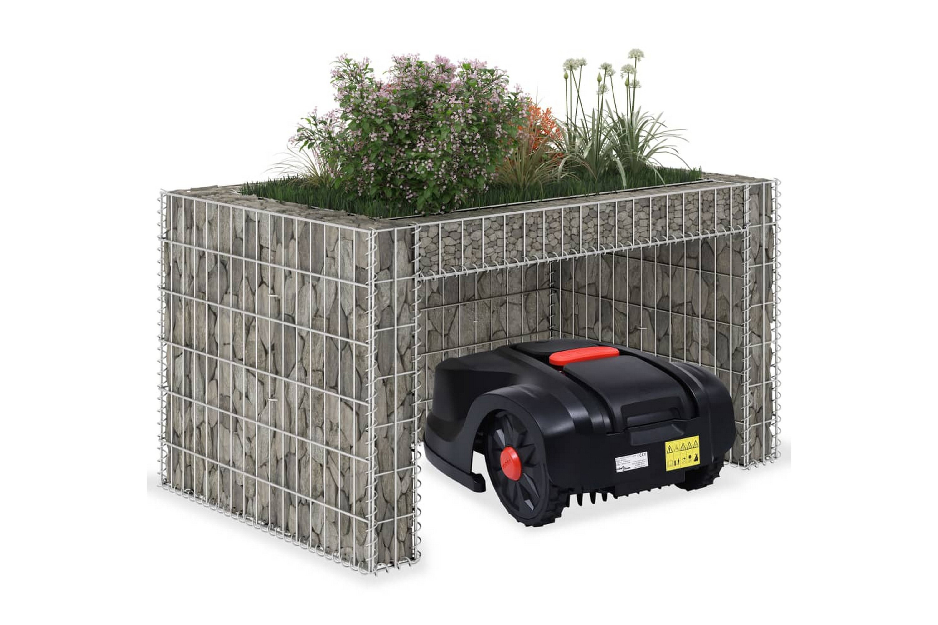 Garage för gräsklippare och blombädd 110x80x60 cm ståltråd – Silver