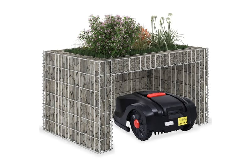 Garage för gräsklippare och blombädd 110x80x60 cm ståltråd - Silver - Staket & grindar