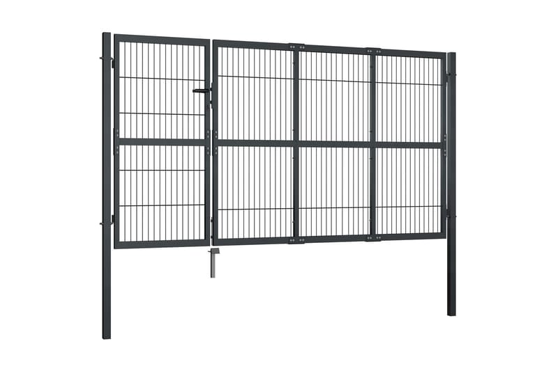 Grind med stolpar stål 350x140 cm antracit - Grå - Utemöbler - Övrigt utemöbler - Tillbehör - Staket & grindar