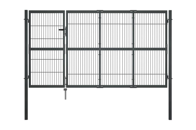 Grind med stolpar stål 350x140 cm antracit - Grå - Utemöbler - Övrigt utemöbler - Tillbehör - Staket & grindar