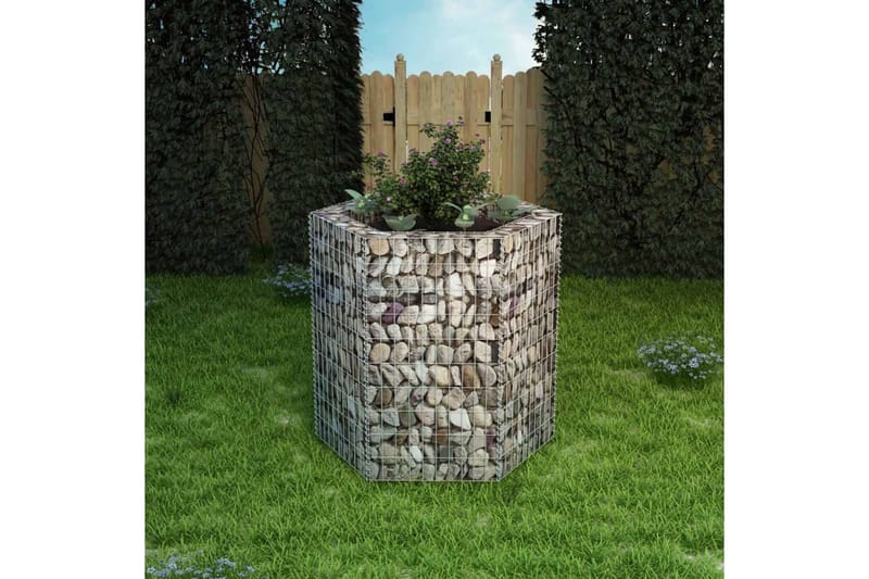 Hexagonal planteringsgabion upphöjd 100x90x100 cm - Silver - Utemöbler - Övrigt utemöbler - Tillbehör - Staket & grindar