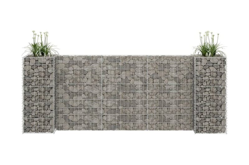 Planteringsgabion H-formad stål 260x40x100 cm - Silver - Utemöbler - Övrigt utemöbler - Tillbehör - Staket & grindar